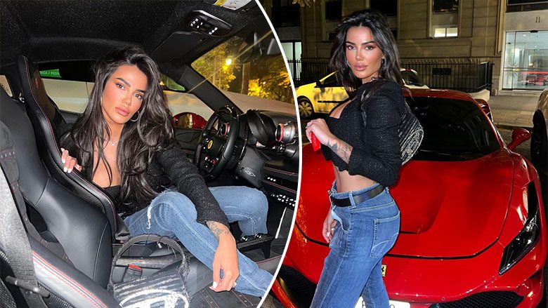 morena-taraku-ndan-me-ndjekesit-poza-atraktive-prane-nje-“ferrari”